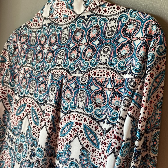 EXPRESS THE PORTOFINO SHIRT SLIM FIT SIZE XS BLUE NEON PINK PAISLEY PRINT - Picture 5 of 7
